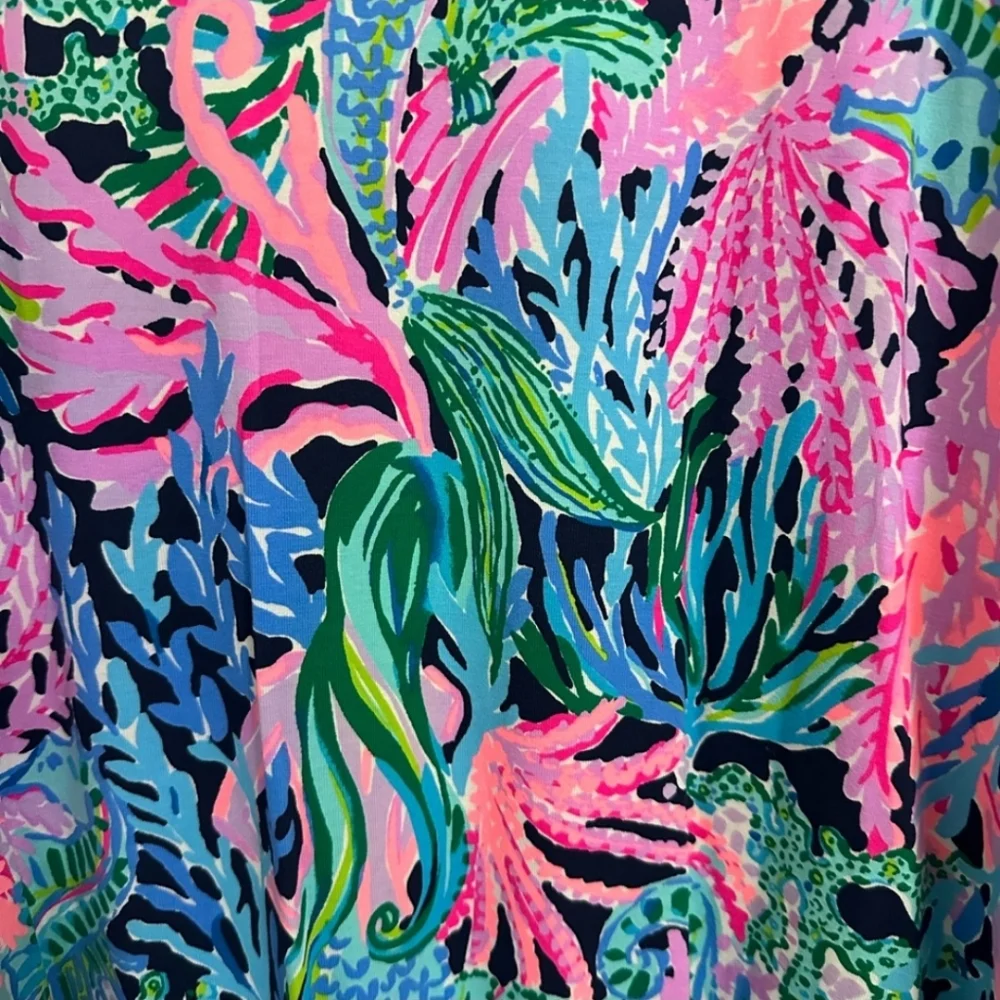 Lilly Pulitzer Vibrant Under the Sea Print Long Sleeve Blouse XL - Picture 3 of 5